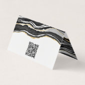 Zwart Marmer Agaat Goud Glitter QR code Visitekaartje (Achterkant)