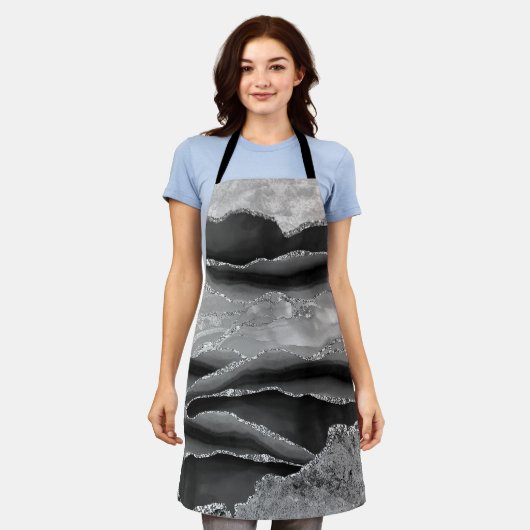 ZWART MARMER AGAAT GOUDEN GLITTER GLAM SCHORT (Gedragen)