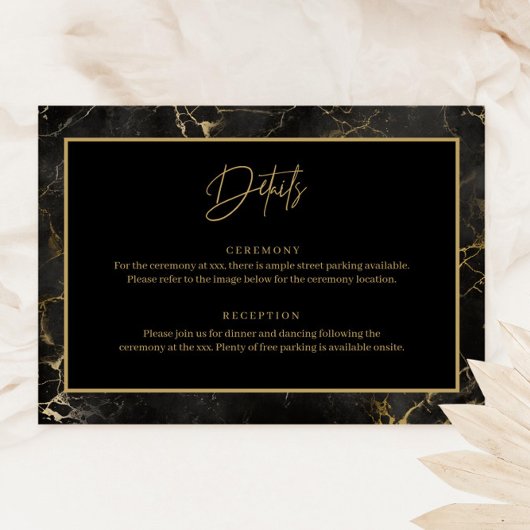 Zwart marmer agaat rand details bijsluiter kaart