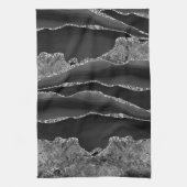 ZWART MARMER AGAAT ZILVER GLITTER GLAM THEEDOEK (Verticaal)