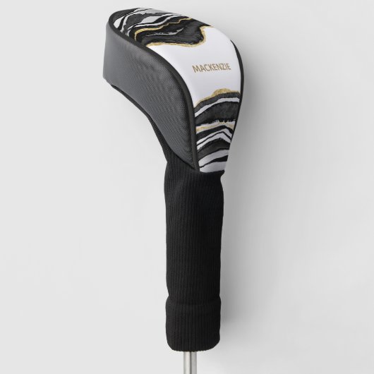 Zwart marmer Agate Gold Glitter - persoonlijk Golfheadcover (Schuin)
