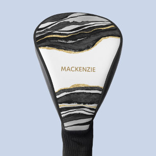 Zwart marmer Agate Gold Glitter - persoonlijk Golfheadcover
