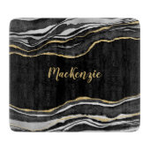 Zwart marmer Agate Gold Glitter - persoonlijk Snijplank (Voorkant)