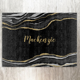 Zwart marmer Agate Gold Glitter - persoonlijk Snijplank