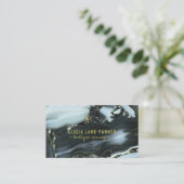 Zwart marmer blauw goud elegant modern uniek visitekaartje (Staand voorkant)