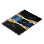 Zwart marmer blauw goudblauw notitieboek (Linkerzijde)