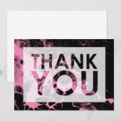 Zwart marmer boven Helder Roze met Cutout Bedankkaart (Voorkant / Achterkant)