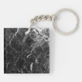 Zwart Marmer Creëer Uw Eigen Monogram Vierkant Sleutelhanger (Achterkant)