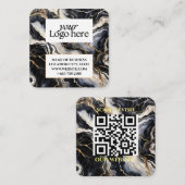 Zwart marmer Custom Logo en QR Code Vierkante Visitekaartje (Voorkant / Achterkant)