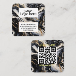 Zwart marmer Custom Logo en QR Code Vierkante Visitekaartje