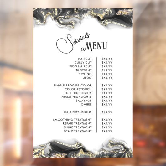 Zwart Marmer Design Services Menu Raamsticker (Vel 2)