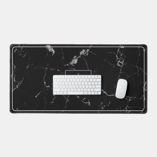 Zwart marmer elegant monogram bureaumat (Keyboard & Muis)