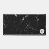 Zwart marmer elegant monogram bureaumat (Voorkant)