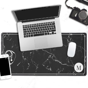Zwart marmer elegant monogram bureaumat