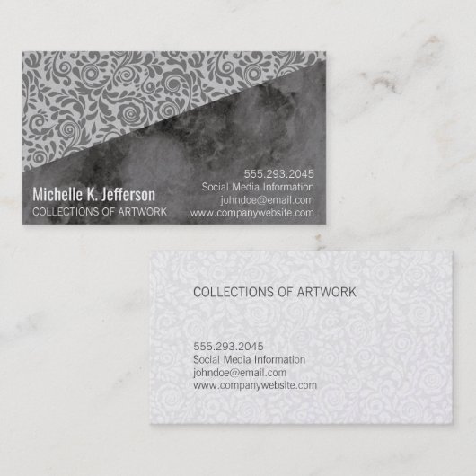 Zwart marmer- en elastisch kleurenblok visitekaartje (Voorkant / Achterkant)