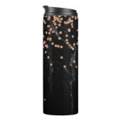 Zwart Marmer en Glam Faux Roos Goud Thermosbeker (Geroteerd rechts)