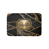 Zwart marmer en glitter geometrisch mozaïek badmat (Voorkant)
