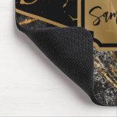 Zwart marmer en glitter geometrisch mozaïek muismat (Hoek)