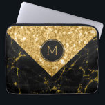 Zwart marmer en Gold Glitter Geometric Design Laptop Sleeve<br><div class="desc">Moderne geometrische eenvoudige vormgeving met zwarte en goudglittercombinatie met aangepaste monogram. Om het even welke kleurencombinatie kan op dit ontwerp worden gevraagd.</div>
