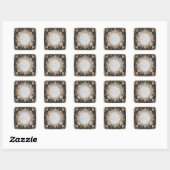 Zwart Marmer en Goud Bloemen Trouwen Sticker (Vel)