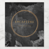 Zwart Marmer en Goud Metallic look Luxe Wijn Etiket (Enkel label)