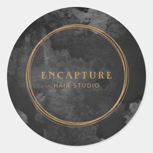 Zwart Marmer en Goud Metallic look Ronde Sticker (Voorkant)