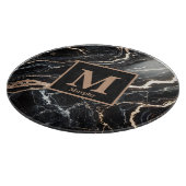 Zwart marmer en gouden ader monogram snijplank (Hoek)