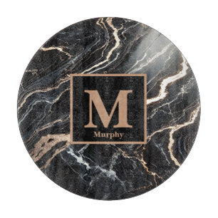 Zwart marmer en gouden ader monogram snijplank