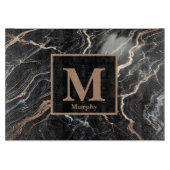 Zwart marmer en gouden ader monogram snijplank (Voorkant)