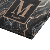 Zwart marmer en gouden ader monogram snijplank (Hoek)
