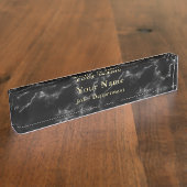 Zwart marmer en goudmanager naambordje (Zijkant)