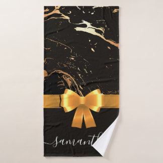 Zwart marmer en lint badhanddoek