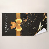 Zwart marmer en lint badhanddoek (Badhanddoek)