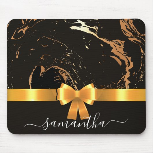 Zwart marmer en lint muismat (Voorkant)