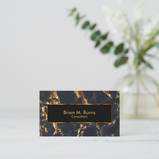 Zwart marmer- en metallisch Gold-ontwerp Visitekaartje (Staand voorkant)