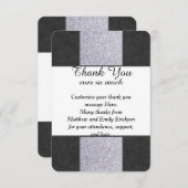 Zwart Marmer en Zilver Glitter Panel Design Bedankkaart (Voorkant / Achterkant)