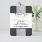 Zwart Marmer en Zilver Glitter Panel Design Bedankkaart (Staand voorkant)