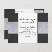 Zwart Marmer en Zilver Glitter Panel Design Briefkaart (Voorkant / Achterkant)