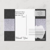 Zwart Marmer en Zilver Glitter Panel Design Briefkaart (Achterkant)