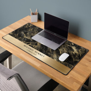 Zwart Marmer Faux Goud Metallic Business Bureaumat