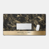 Zwart Marmer Faux Goud Metallic Business Bureaumat (Keyboard & Muis)