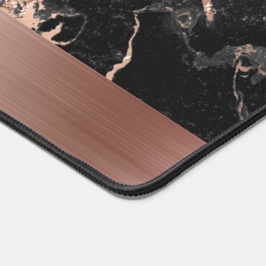 Zwart Marmer Faux Roos Goud Metallic Business Bureaumat (Hoek)