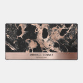 Zwart Marmer Faux Roos Goud Metallic Business Bureaumat (Voorkant)