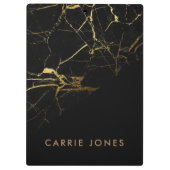 Zwart marmer  Gold Business minimaal Klembord (Achterkant)