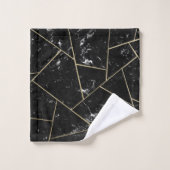 Zwart marmer Gold Geometric Glam #1 Bad Handdoek (Wasdoekje)