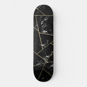 Zwart marmer Gold Geometric Glam #1 Persoonlijk Skateboard