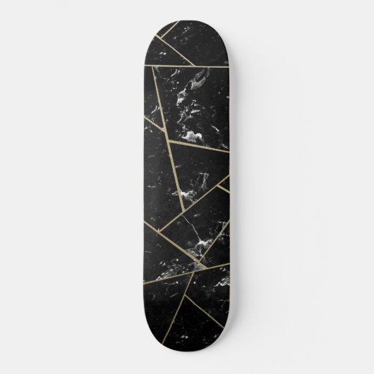 Zwart marmer Gold Geometric Glam #1 Persoonlijk Skateboard (Voorkant)