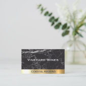 zwart marmer | Gold Metallic Luxury Visitekaartje (Staand voorkant)