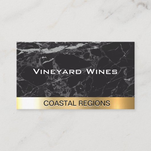 zwart marmer | Gold Metallic Luxury Visitekaartje (Voorkant)