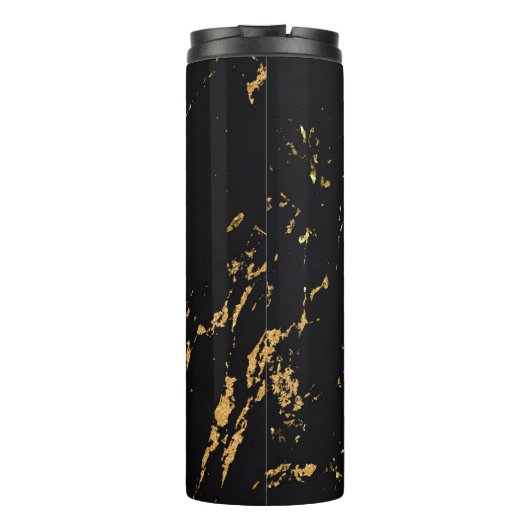 Zwart Marmer Goud Accent Thermosbeker (Achterkant)